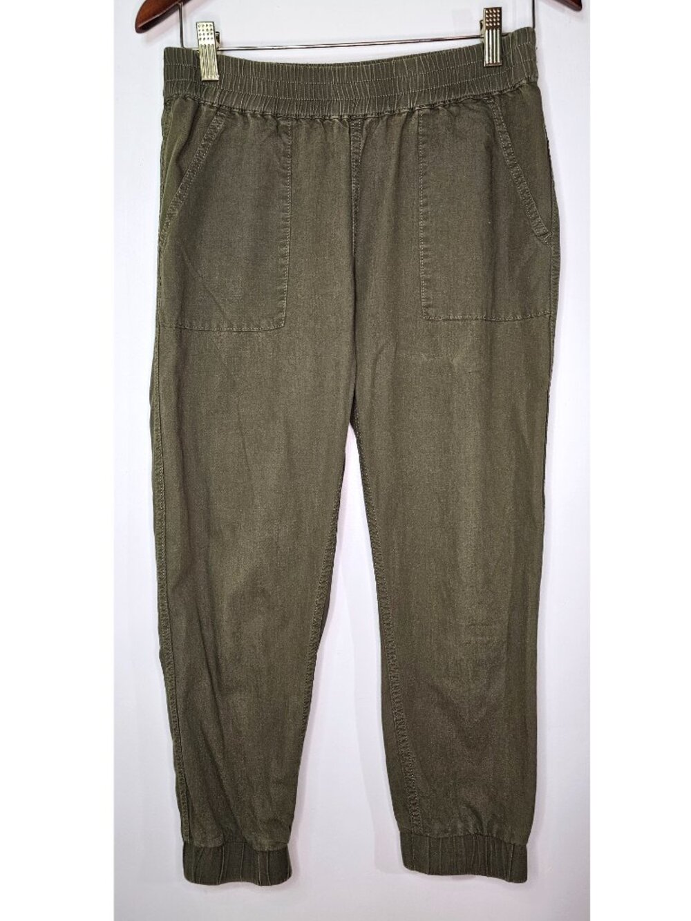 Levi’s Cotton Viscose Blend Elastic Waist Medium Rise Pants Joggers S Olive Army